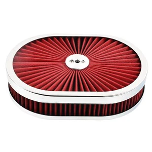 12" X 2" Super Flow Oval Air Cleaner Kit w/ Washable Element 5-1/8" Inlet Red - Bild 1 von 8