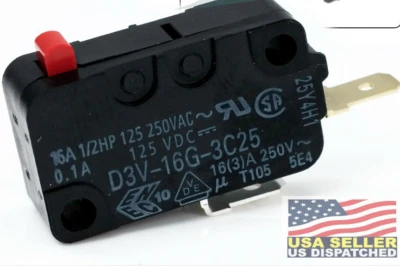Microinterruptor Omron Snap D3V-16G-1C25 D3V-16G-3C25 Horno Microondas Normalmente Abierto Foto 1 de 4