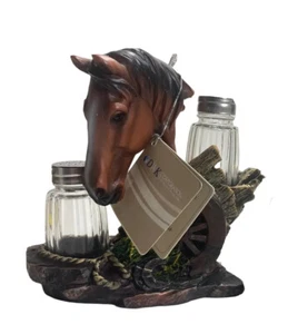 Agitador de sal y pimienta para caballos caddy granja decoración de cocina rural ""Especia equina"" marrón - Imagen 1 de 8