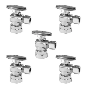 EFIELD 5 PCS 1/2" FIP X 3/8" OD 1/4 Turn Compression Angle Stop Valve - Picture 1 of 4