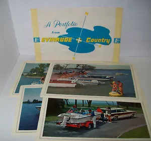 EVINRUDE OUTBOARD MOTORS Vintage Boats Lithograph Placemats, 1960s - Picture 1 of 12