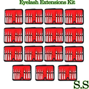 15 Kits Eyelash Tools: Eyelash Extensions Jeweler Style Tweezers Kit 8 Pieces - Picture 1 of 2