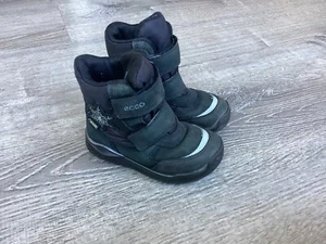Ecco Toddler Size 7.5 24 Winter Snow Boots Gortex Black Gore-Tex Baby Girls - Afbeelding 1 van 12