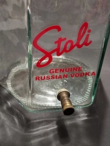 Vintage Stoli Stolichnaya Vodka Glass Drink Dispenser Brass Spigot Made In Italy - Picture 1 of 8