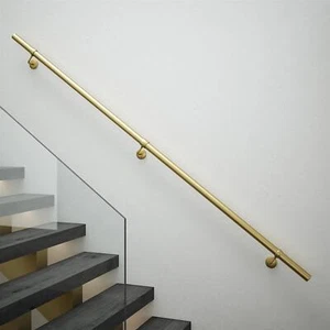 Rothley Internal Handrail Satin Brass 2.4m Easy Fit Staircase Bannister Kit - Picture 1 of 7