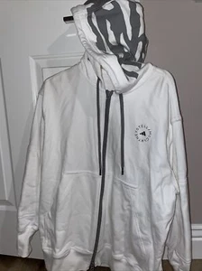 Adidas By Stella McCartney Women's White Gray Zippered Hoodie Medium NWT $150 - Picture 1 of 11