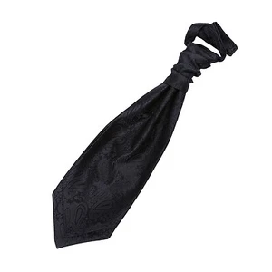 Black Mens Pre-Tied Scrunchie Cravat Woven Floral Paisley Wedding by DQT - Bild 1 von 1
