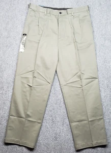 Haggar Pants Mens 36X29 Green Comfort Waist W2W Pleated Classic No Iron Khaki - Picture 1 of 11