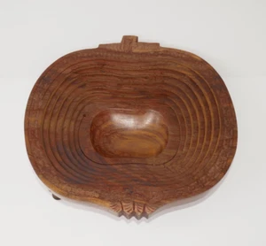Hand Crafted Apple Shaped Collapsible Folding Wooden Fruit Vegetable Basket - Picture 1 of 8