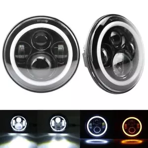 7" Angel Eye Projector Round Led Headlights For Jeep JK TJ Suzuki Samurai Nissan - Picture 1 of 12