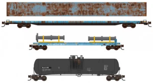 Micro-Trenes MTL escala N NASA/NLAX coches planos/carga/tanque coche desgastado paquete de 3 - Imagen 1 de 1