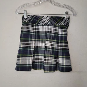 School Uniform Skirt Girl 6 Reg Blue Green Plaid Pleated 15" Length Pocket Prep - Picture 1 of 9