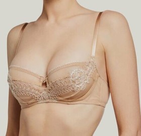 $184 Lise Charmel Womens Beige Ecrin Glamour Demi Cup Underwire Bra Size 34D