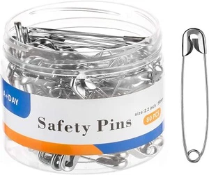  Large Safety Pins 2.2 Inch (56Mm), Size 4, 80-Count, Nickel Finish - Picture 1 of 6