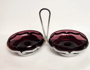 SELTEN Farber Bros Krome Kraft Cambridge Amethyst Doppel Leckerbissen Tablett Servierschalen - Bild 1 von 7