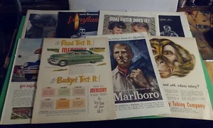 LOT 9 Vintage Magazine Print ADS 1950's-70's Cars Cigarette Beer Ronson Lighter+ - Picture 1 of 7