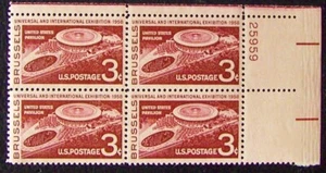 US 3¢ stamp SC #1104 Brussels Intenational Exposition plate block MNH 1958 - Picture 1 of 2