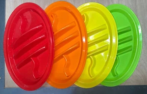 Set of Four Taco Holder Stand Up Divider Plates Multi Colored Plastic Plates - Picture 1 of 2