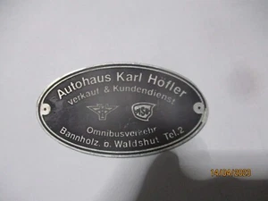 Schild Typenschild Karl Höfler Bannholz Waldshut S84 Hanomag Händler Oldtimer - Bild 1 von 1