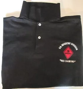 5TH INFANTRY DIVISION "RED DIAMOND " EMBROIDERED LIGHTWEIGHT POLO SHIRT - Picture 1 of 1