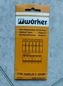 Wurker Duoplay 2 Sound/Silent Super 8mm Splicing Tapes - 50 Pieces - Picture 1 of 2