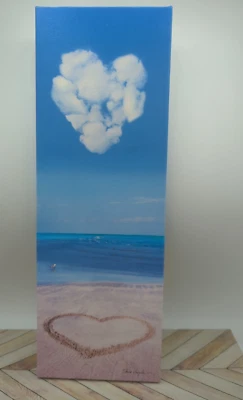 Arte fotografia Steve Vaughn impressão em tela coração cena de praia 16" altura 5,5" largura - Imagem 1 de 4