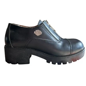Harley Davidson 82012 Alternator botín de cuero negro con cremallera delantera para mujer 6,5 - Imagen 1 de 15