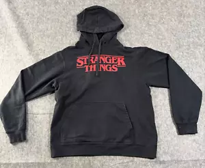 Netflix Stranger Things Men Pullover Hoodie Size Medium Black Pocket Sweatshirt - Picture 1 of 6