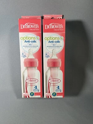 Set Of 2 - Dr Brown's Natural Flow Anti-colic Options+ Pink Baby Bottle 8oz 0m+ - Image 1 of 3
