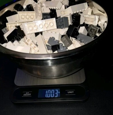 LEGO bricks by the LB-1lb Mix black/white/grey 1x1 thru 1x8 2x2 thru 2x8 washed - Image 1 of 2