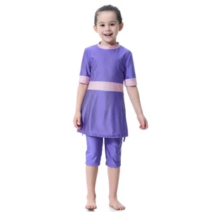 Muslim Kids Girls Swimwear Modest Tops Pants Hijab Beachwear Child Swimsuit Arab - Picture 1 of 42