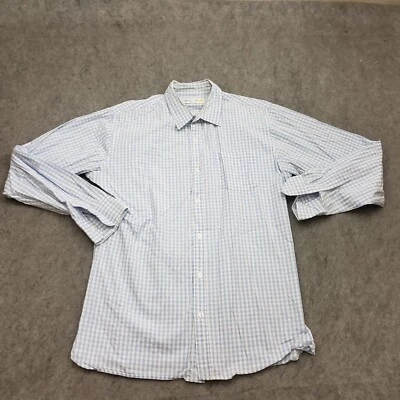 Camisa masculina vintage Company Of We XL azul xadrez branco manga longa adulto anos 90 * - Imagem 1 de 4