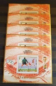 AJMAN FOOTBALL WORLD CUP 1970 MEXICO CITY 5 BLOCKS PERFORED MNH. - Picture 1 of 1