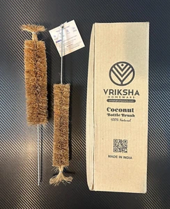 Vriksha Set of 2 Coco Water Bottle Brushes 100% Natural & Biodegradable - Picture 1 of 8