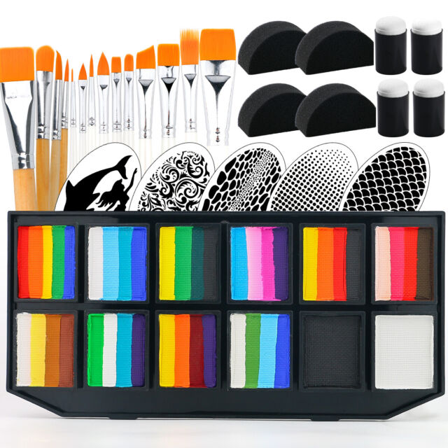 Professional Face Paint Brushes 5 PCS Face Paint Stencils FOR Bodys  Painting Kit