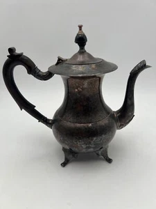 Vintage Silver Plated Ornate Teapot With Hinged Lid & Black Knob - Picture 1 of 15