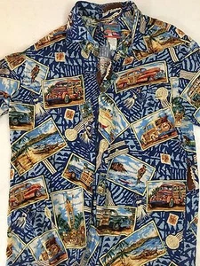 REYN SPOONER JOE KEALOHA'S 1996 SURF WOODY NOSTALGIA IMPRESIÓN HAWAIANA TALLA MEDIANA  - Imagen 1 de 5