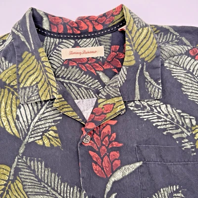 Tommy Bahama Para Hombre XXL Seda Negro Verde Tropical Manga Corta Botón Camisa de Campamento Foto 1 de 4