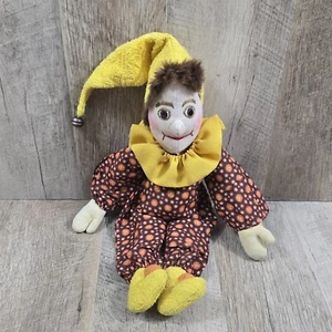 Vintage Antik Stofftier Clown Narr Plüschtier Handarbeit genäht Deutsch 15 Zoll - Bild 1 von 7