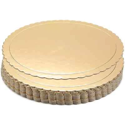 12-Pack Round Cake Boards Gold Scalloped 10 Inches - Image 1 of 4