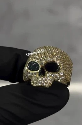 Мужское сертифицированное кольцо с эмалью на голову выращенного в лаборатории бриллианта на Хэллоуин 925 пробы из нержавеющей стали - Изображение 1 из 4