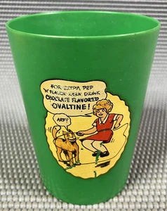 VINTAGE PICCOLO ORFANO ANNIE OVALE TAZZA PLASTICA SCARABEO VERDE - Foto 1 di 6