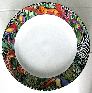 1996 Ultra PORCELAIN by  Sakura Magic Jungle 10 1/2" Dinner Plates Lot of 4 - Picture 1 of 4