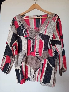 Windsmoor Occasion Top Crinkled Effect Red White Black Size Large - Picture 1 of 13