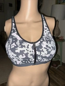 Victoria Secret Knockout Maximum Support FrontClose Sport Bra GREY&PINK CAMO 34B - Picture 1 of 9