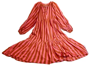 Vestido Matta NY L Jaya Riviera Estampado en Bloque Algodón Voile Mangas Globo - Imagen 1 de 7