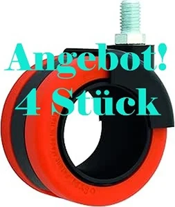 4x HSI 261210 Design-Möbelrolle mit Gewindestift M10, 50kg, 66mm, Nylon  - Bild 1 von 4