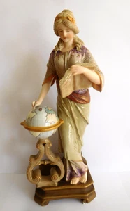 ANTIQUE ART NOUVEAU ERNST WAHLISS FIGURE OF URANIE GREEK MUSE OF ASTRONOMY - Picture 1 of 21