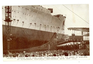 Postal Cunard White Star Launch Queen Mary Clydebank Escocia Db Unp - Imagen 1 de 2