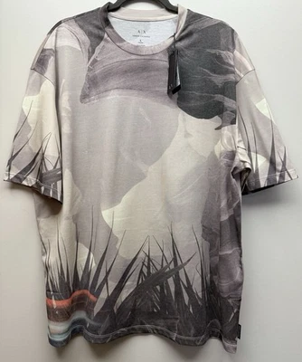 NUEVA Camiseta Armani Exchange AX Hombre Gris Beige Manga Corta Ajuste Cómodo Talla L Foto 1 de 4